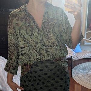 Elegant Sheer Silk Blouse Button Down